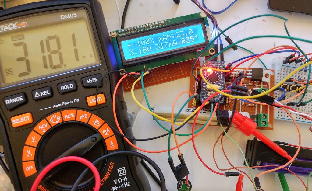 Verify battery capacity tester amperage with multimeter