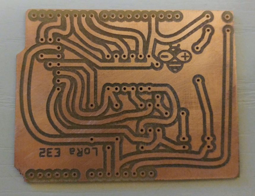 Milled Arduino Shield LoRa EBYTE E32 copper clad
