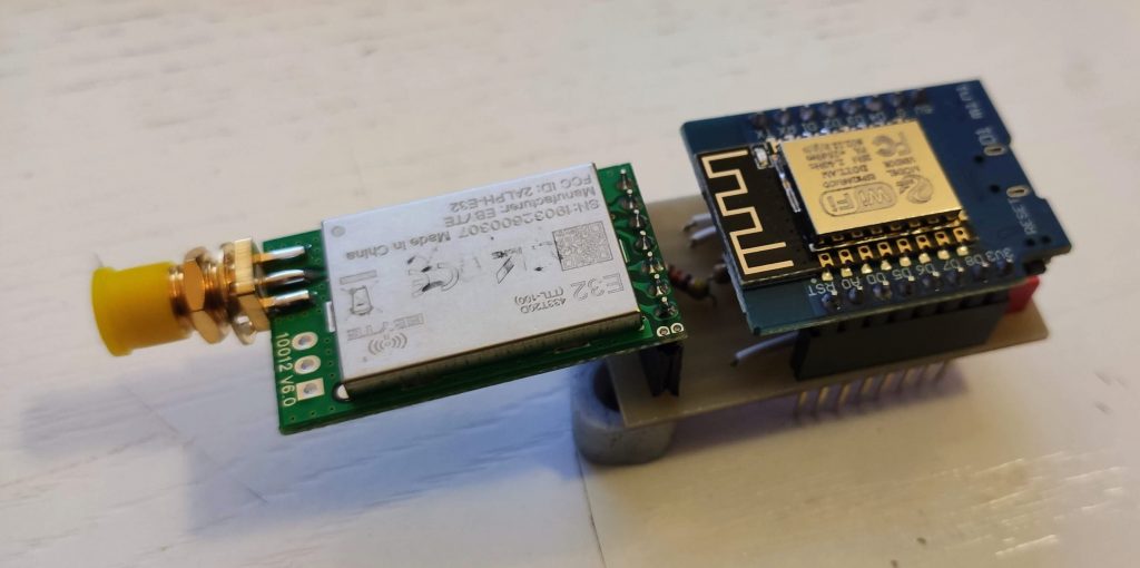 Milled WeMos D1 Shield LoRa EBYTE E32 mounted