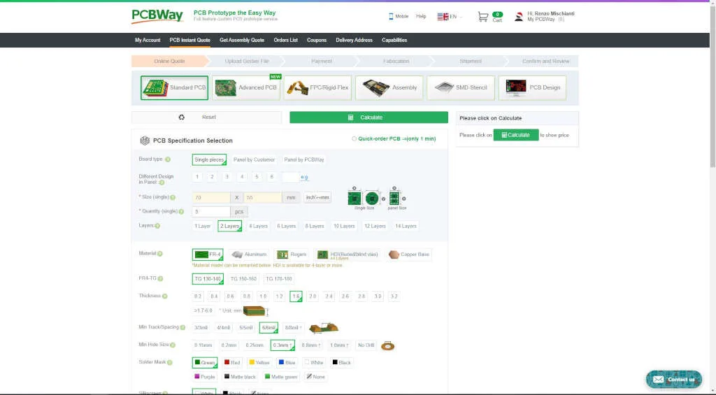 PCBWay Option Page