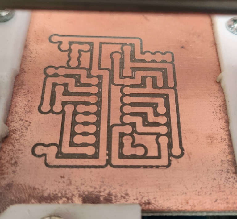 FlatCAM PCB pcb8574 first 2 passes milled clean