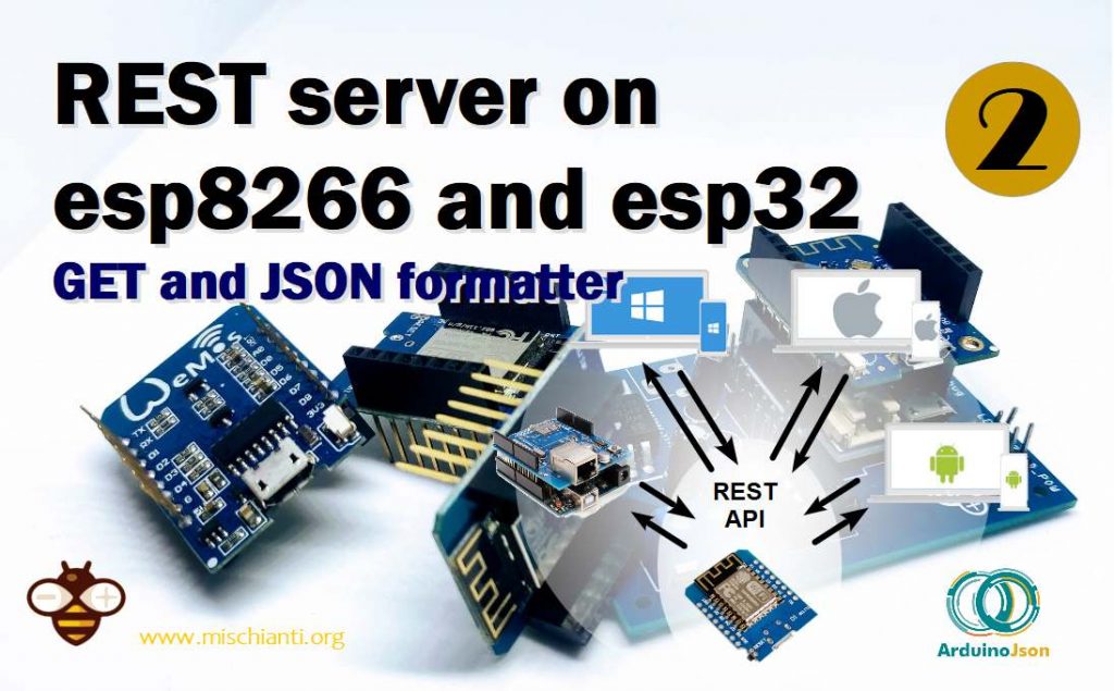 REST server on esp8266 and esp32 GET and JSON formatter
