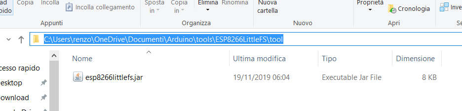 esp8266 LittleFS plugin cartella ArduinoIDE