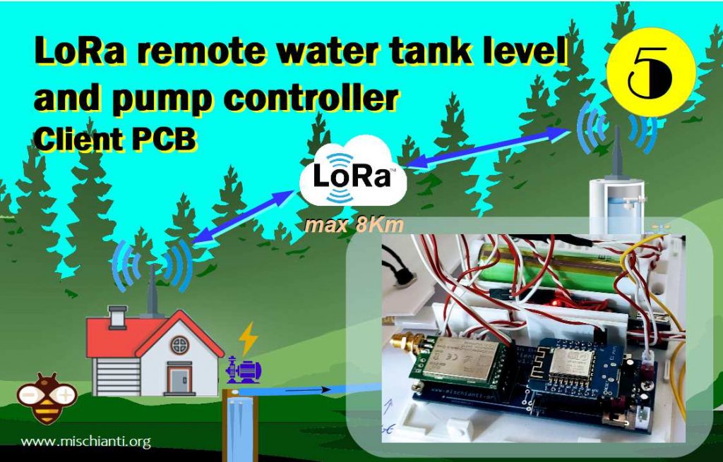 Gestione livello cisterna e pompa distanti 1,5Km tramite dispositivi LoRa senza fili ed esp8266 assemblaggio PCB Client