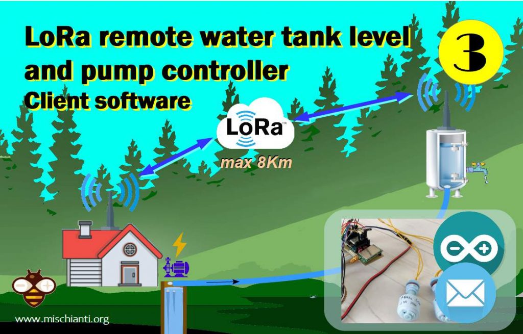 Gestione livello cisterna e pompa distanti 1,5Km tramite dispositivi LoRa senza fili ed esp8266 Client software Arduino IDE