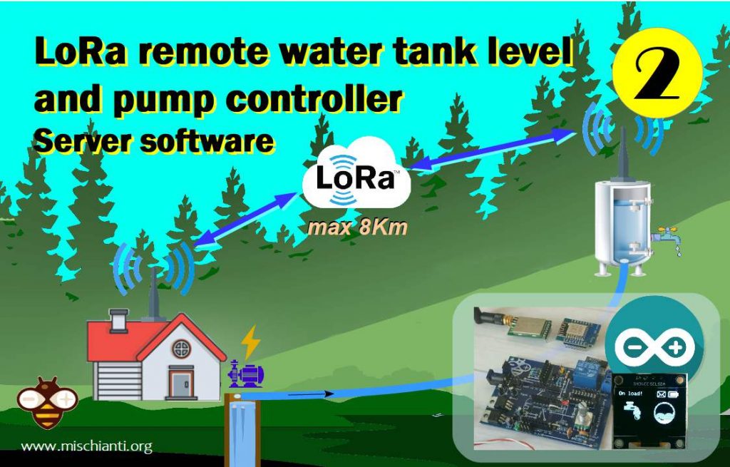 Gestione livello cisterna e pompa distanti 1,5Km tramite dispositivi LoRa senza fili ed esp8266 Server software Arduino IDE