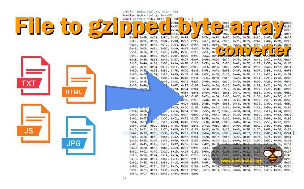 Online converter File to (cpp) gzip byte array