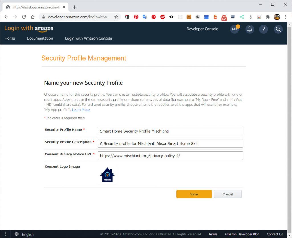 Alexa Skill Smarthome: Security Profile Management