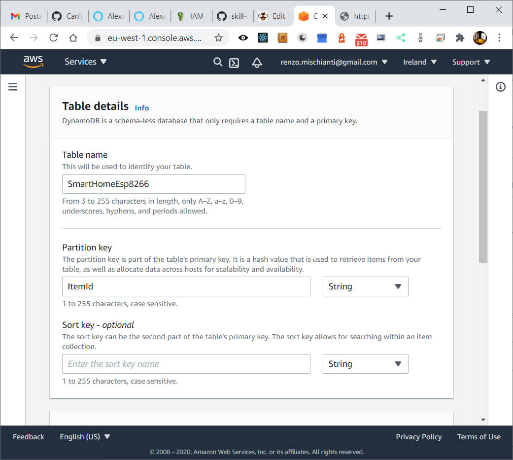 AWS Alexa Smart Home Skill setup the DynamoDB database 5 Renzo