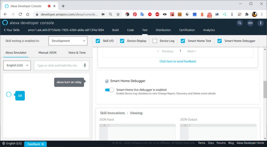 Alexa Skill Smarthome: development test