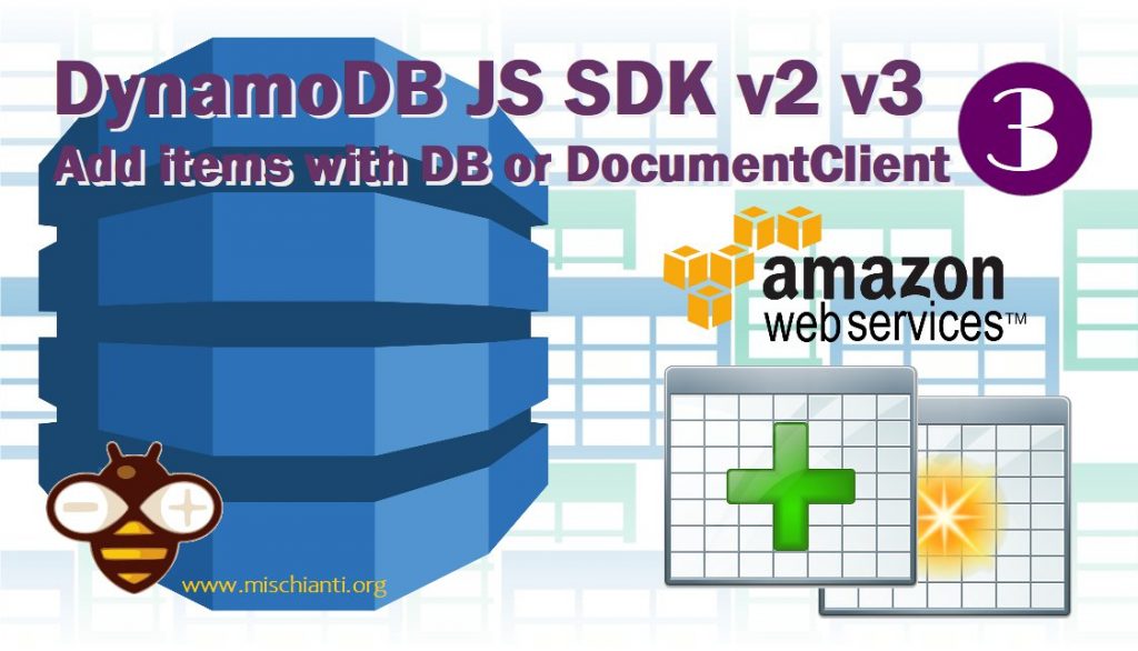 DynamoDB JavaScript SDK v2 v3 add items with DB or DocumentClient