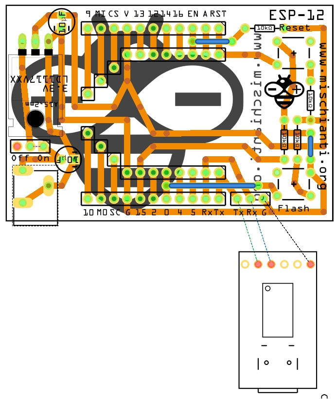 esp12 programming module connection PCB v02