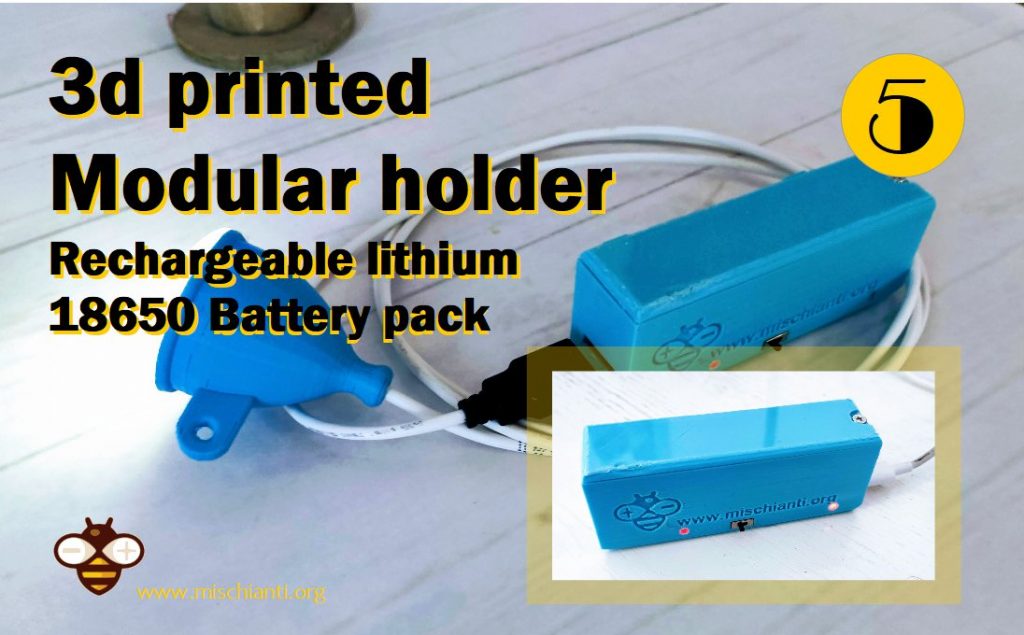 3d printed Modular System: rechargeable 18650 lithium battery pack
