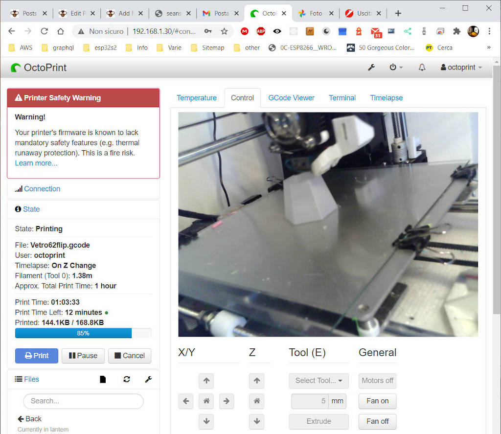 3d printed Modular System screw esp32-cam on octoprint