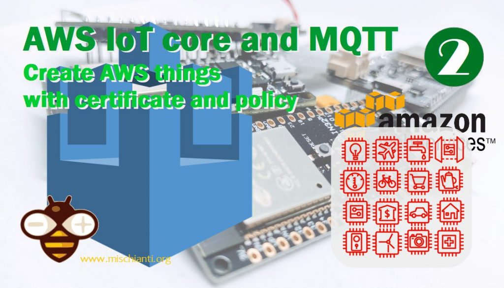 Amazon AWS IoT Core MQTT crea cose IoT con certificato e policy