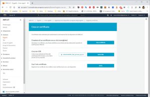 Amazon AWS IoT Core MQTT upload del CSR per la creazione del certificato