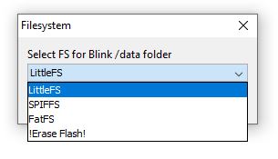 esp32 SPIFFS LittleFS FatFS file uploader from Arduino IDE