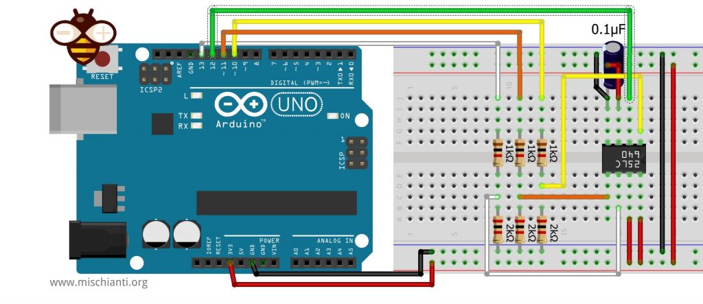 Arduino UNO 連接 DIP8 SPI 快閃麵包板 w25q80