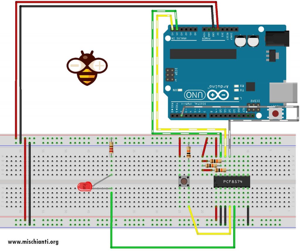 Arduino pcf8574 IC wiring schema