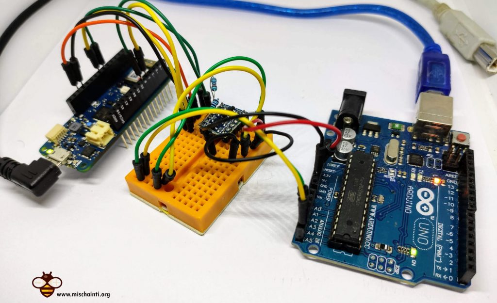 Arduino SAMD MKR UNO connected via i2c master with multiple slave on same device