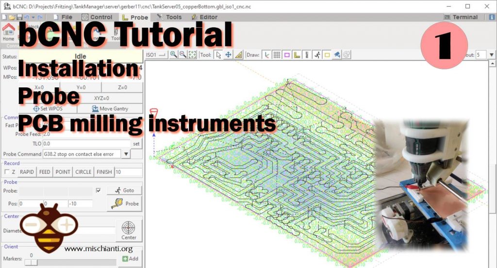 bCNC CNC tutorial installazione, probe, strumenti di fresatura PCB