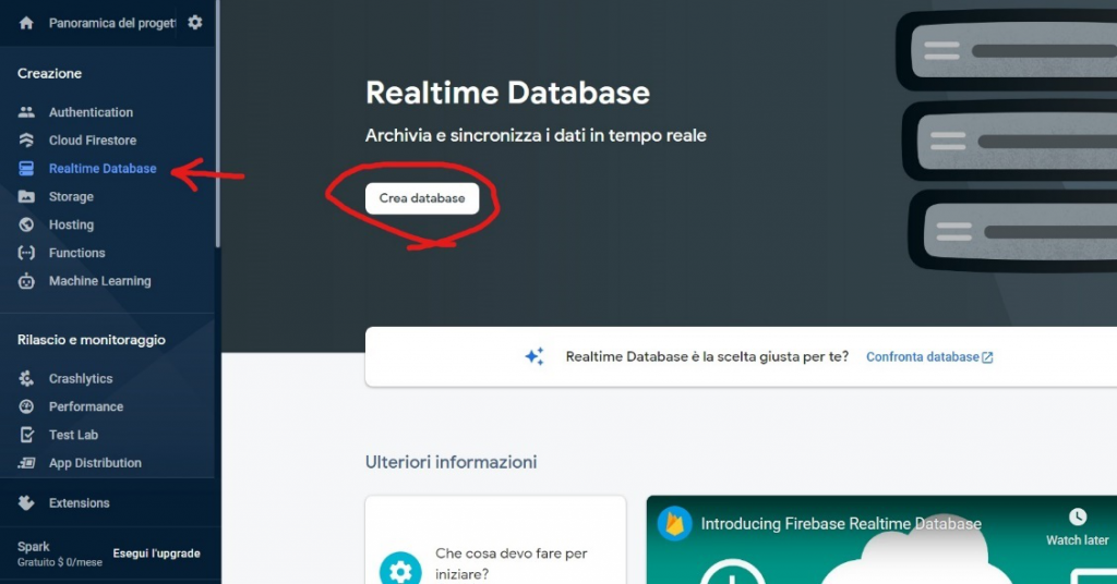 Crea RealTime Database