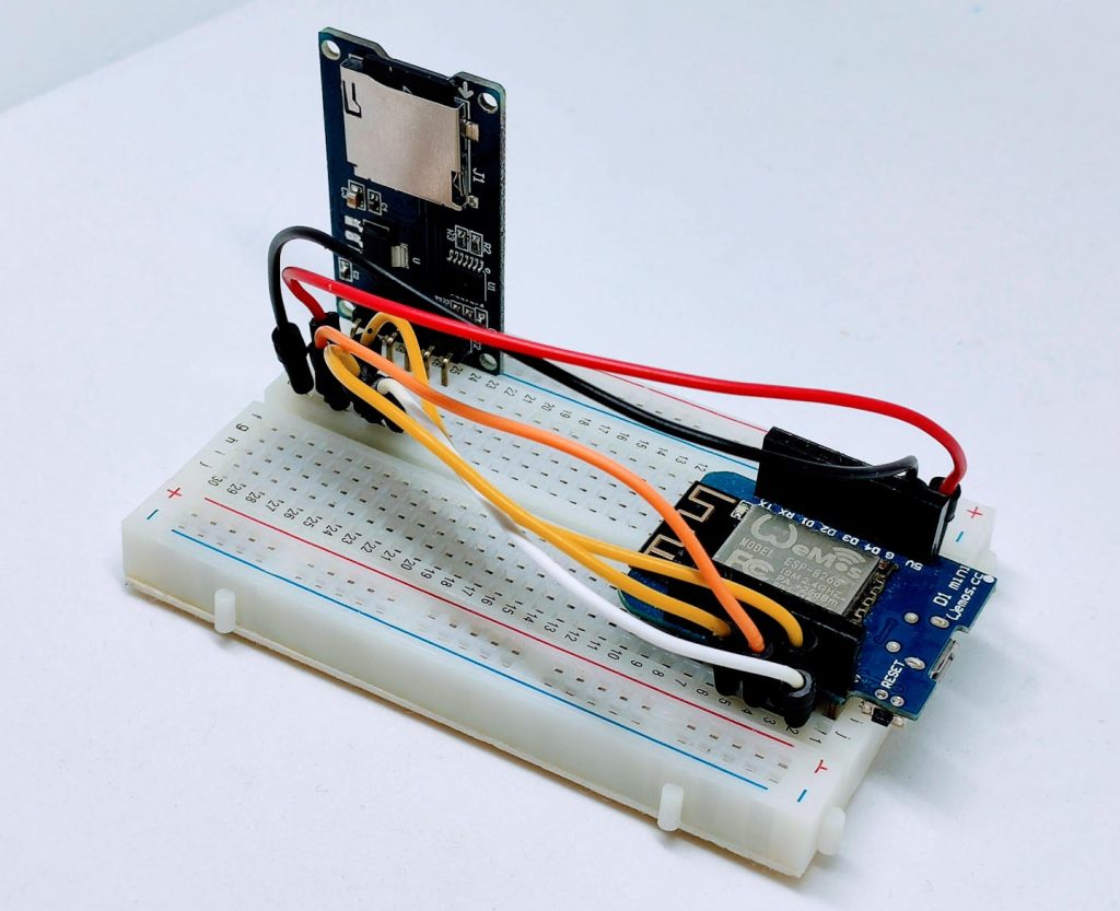 WeMos D1 mini esp8266 SD adapter wiring photo