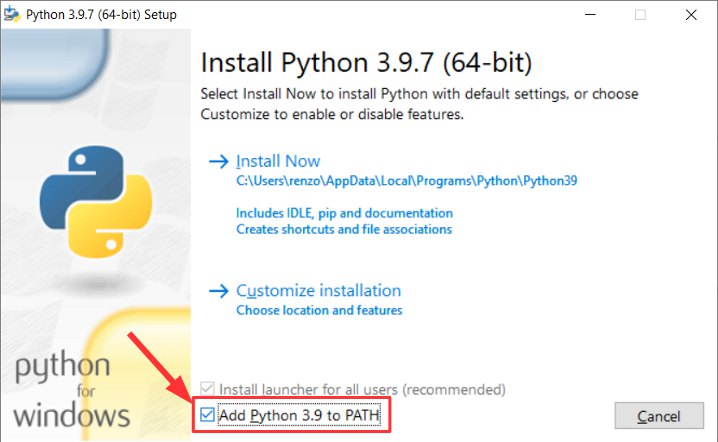 ESP Tools Install Python and add It to path