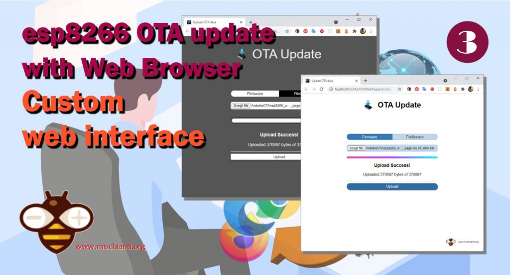 esp8266 aggiornamento OTA con browser web: interfaccia web personalizzata