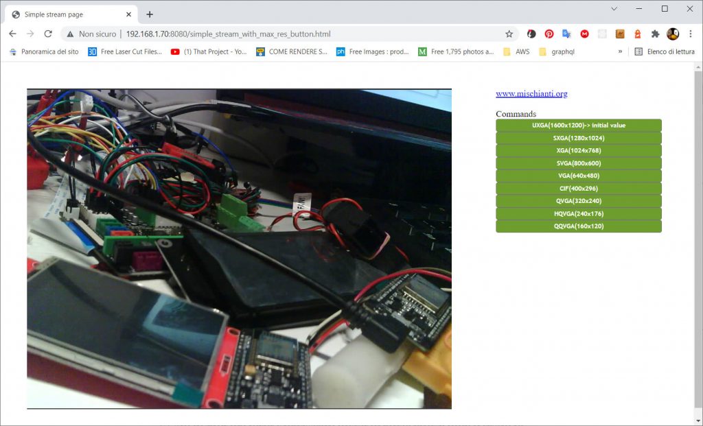 esp32-cam simple stream and control page