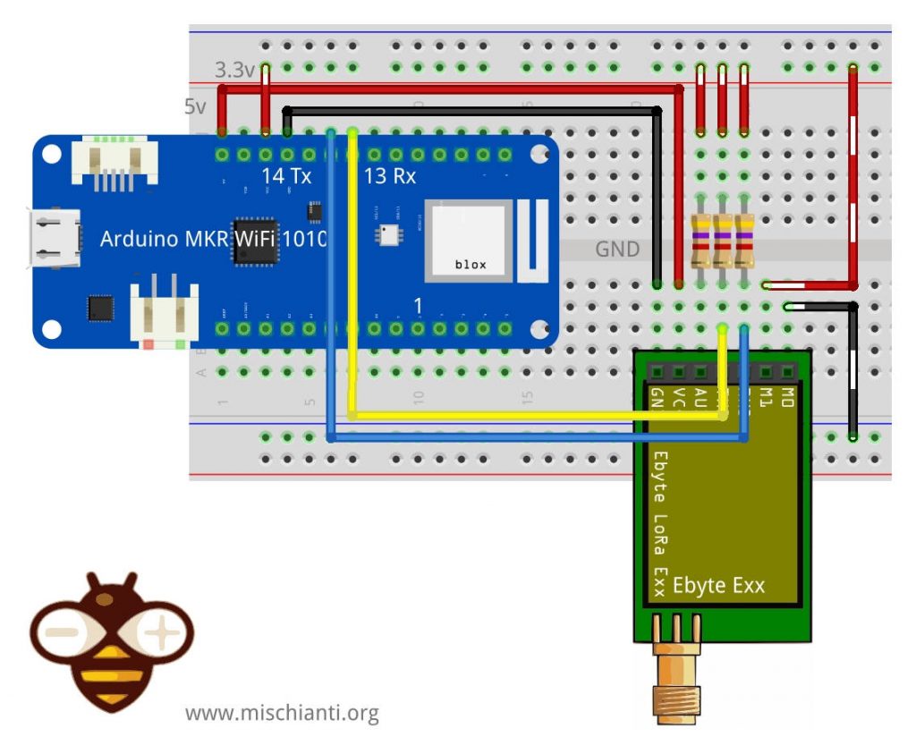 LoRa E22 Arduino MKR WiFi 1010 sleep config mode breadboard