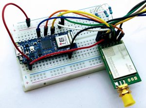 Arduino Nano 33 IoT on breadboard with Ebyte LoRa E22