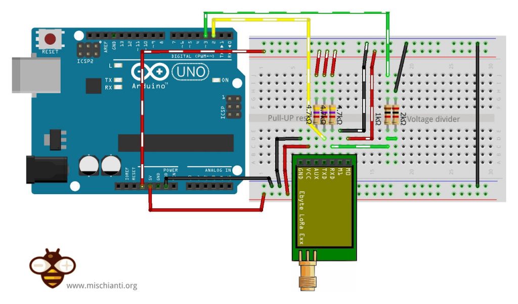 Ebyte LoRa E22 Arduino UNO WOR mode connection