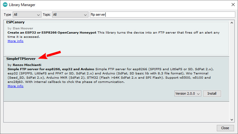 EMailSender on Arduino library manager