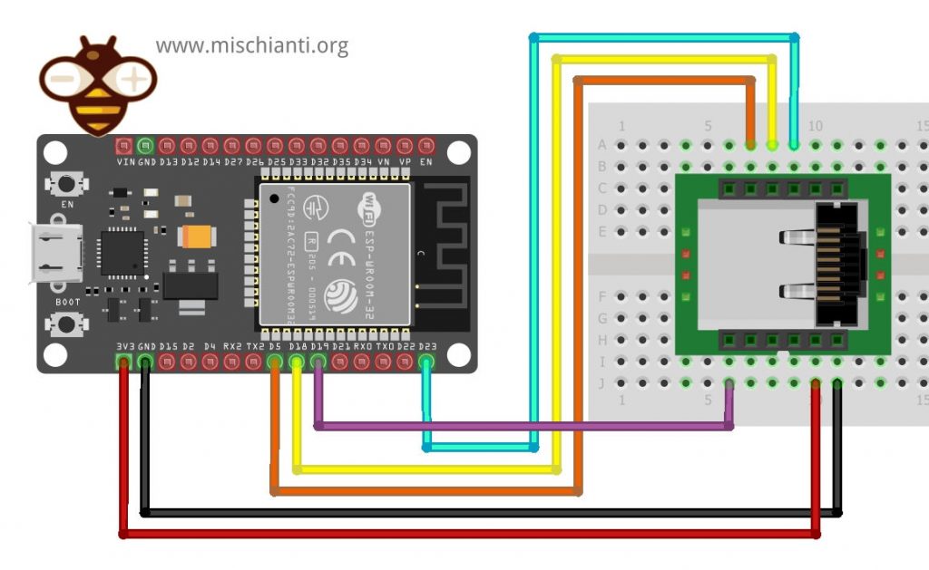 ESP32 DOIT DevKit v1 w5500 lite wiring breadboard