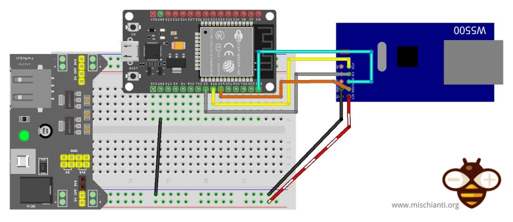 ESP32 DOIT DevKit v1 w5500 wiring external power supply