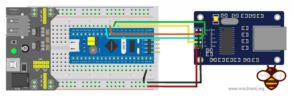 STM32F1 ethernet enc26j60 wiring power supply