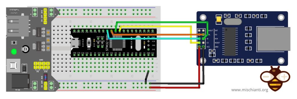 STM32F4 ethernet enc26j60 wiring power supply