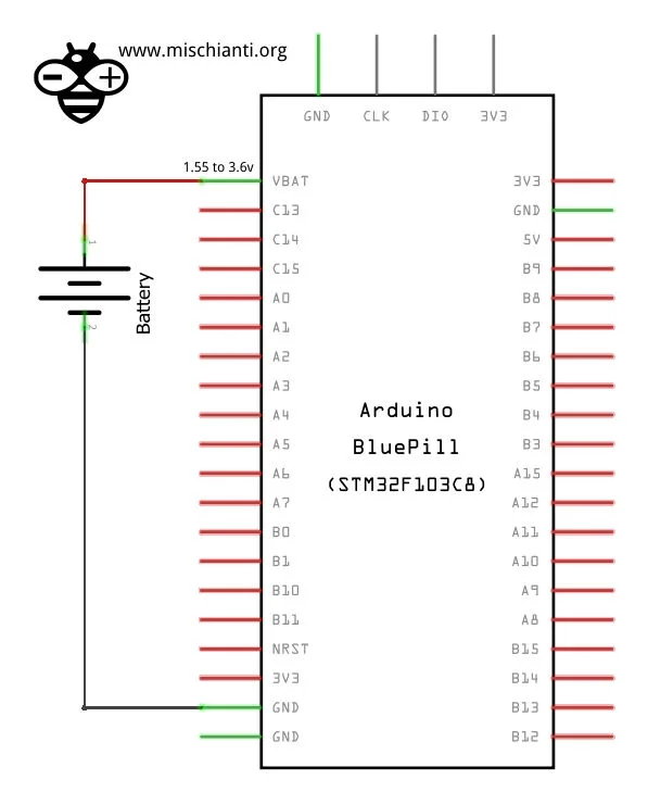 STM32 RTC VBAT: battery schema