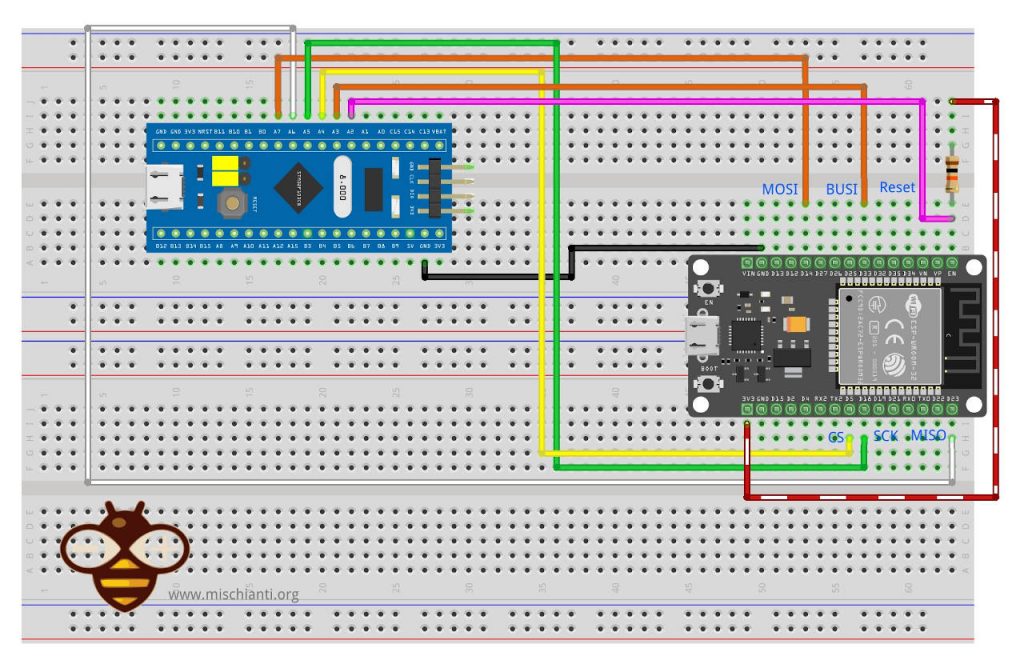 STM32 blue pill and DOIT ESP32 DevKit as WiFi Co-Processor with WiFiNINA: wiring