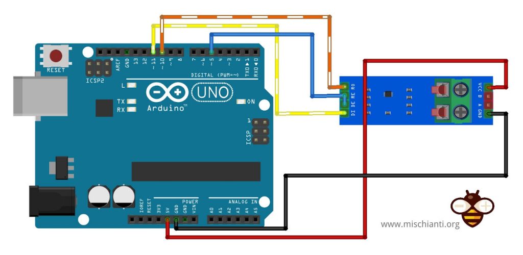 Arduino UNO e modulo rs458 max485: connessione