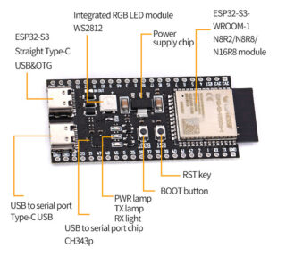 VCC-GND Studio YD-ESP32-S3 (DevKitC 1 clone): high-resolution pinout ...