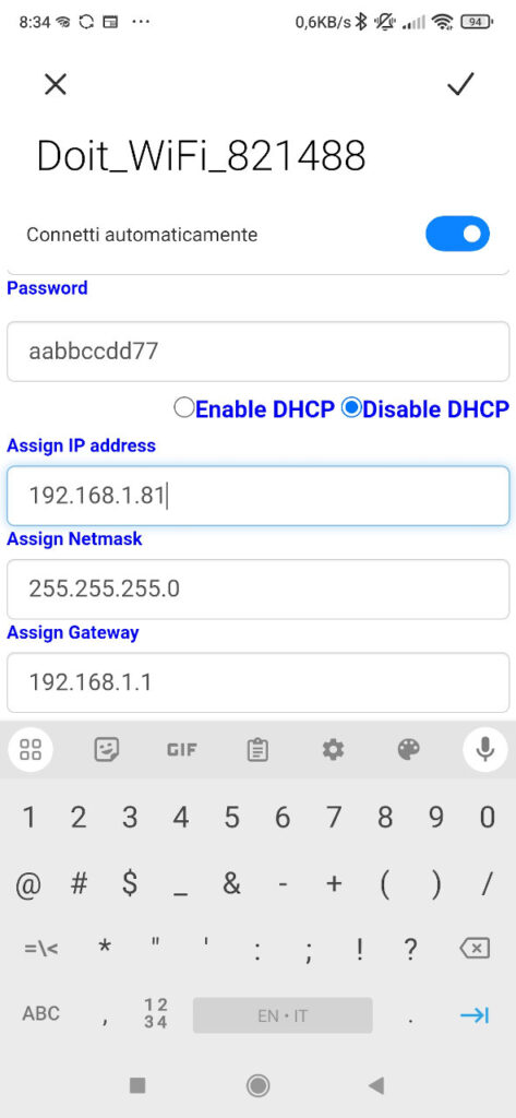 DT-06: set static IP