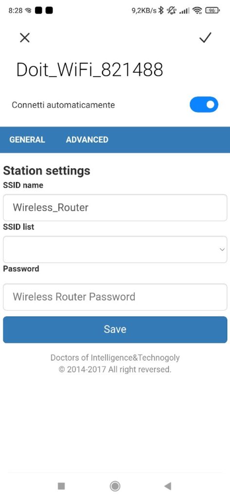 DT-06 original firmware first page configuration