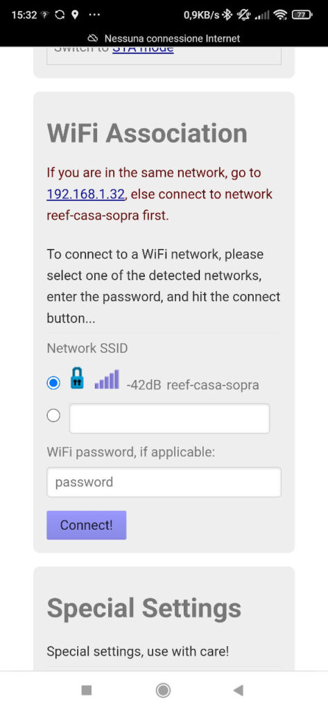 ESP-LINK controlla la raccomandazione nell'Associazione WiFi