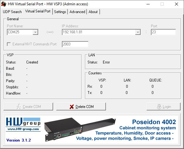 Configurazione HW VSP3 porta COM virtuale ESP-LINK esp8266
