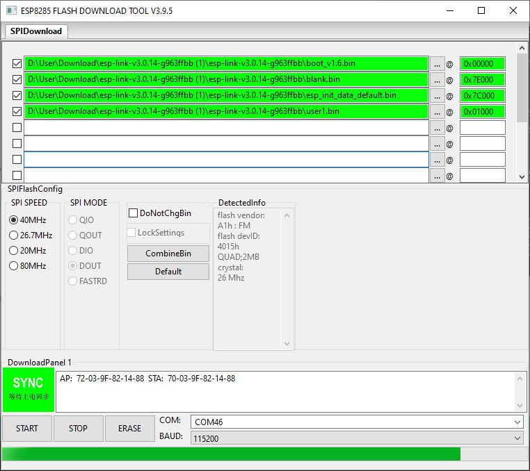 Aggiornamento ESP-LINK download tool DT-06 ESP8285