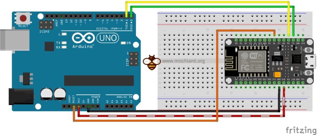 NodeMCU esp8266 WiFi programmazione e debug Arduino UNO