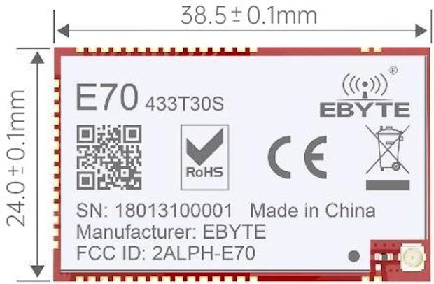 Dimensioni del modulo EByte LoRa E70 xxxTxxS