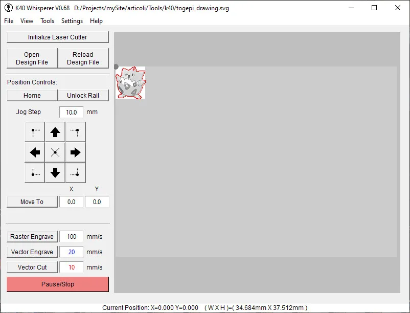 K40 Whisperer main window
